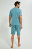 Redtag-Green-Night-Suit-With-Printed-Shorts-Pyjama-Sets-Men's-