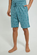 تنزيل الصورة على معرض الصور، Redtag-Green-Night-Suit-With-Printed-Shorts-Pyjama-Sets-Men's-