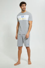 Load image into Gallery viewer, Redtag-Grey-Night-Suit-With-Chest-Panel-Pyjama-Sets-Men's-