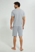Load image into Gallery viewer, Redtag-Grey-Night-Suit-With-Chest-Panel-Pyjama-Sets-Men's-