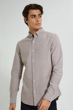 Load image into Gallery viewer, Redtag-Beige-Button-Down-Oxford-Shirt-Casual-Shirts-Men's-