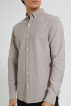 Load image into Gallery viewer, Redtag-Beige-Button-Down-Oxford-Shirt-Casual-Shirts-Men's-