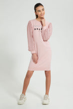 تنزيل الصورة على معرض الصور، Redtag-Pink-SweaT-Shirt-Dress-With-Chiffon-Sleeve-Dresses-Senior-Girls-9 to 14 Years