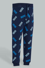 تنزيل الصورة على معرض الصور، Redtag-Navy-Dude-Printed-Active-Pant-Joggers-Infant-Boys-3 to 24 Months