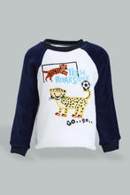 تنزيل الصورة على معرض الصور، Redtag-White-And-Navy-Tiger-Fluffy-2-Pack-Pj-Set-Pyjama-Sets-Infant-Boys-3 to 24 Months