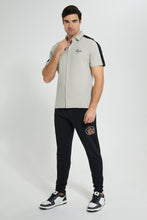 تنزيل الصورة على معرض الصور، Redtag-Beige-Short-Sleeve-Jacquard-Shirt-Casual-Shirts-Men's-