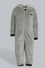 Load image into Gallery viewer, Redtag-Grey-Fluffy-Hoody-Onsie-Pj-Set-Pyjama-Sets-Infant-Boys-3 to 24 Months