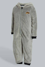 Load image into Gallery viewer, Redtag-Grey-Fluffy-Hoody-Onsie-Pj-Set-Pyjama-Sets-Infant-Boys-3 to 24 Months