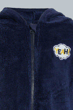 Load image into Gallery viewer, Redtag-Navy-Fluffy-Hoody-Onsie-Pj-Set-Pyjama-Sets-Infant-Boys-3 to 24 Months