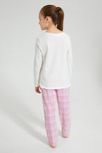تنزيل الصورة على معرض الصور، Redtag-Pink-Plaid-Flannel-Bottom-Nightsuit-Pyjama-Sets-Girls-2 to 8 Years