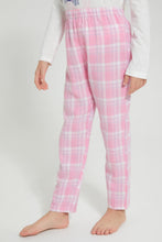 تنزيل الصورة على معرض الصور، Redtag-Pink-Plaid-Flannel-Bottom-Nightsuit-Pyjama-Sets-Girls-2 to 8 Years
