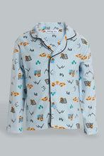 تنزيل الصورة على معرض الصور، Redtag-Blue-Aop-Animal-Print-Flannel-2-Pack-Pj-Set-Pyjama-Sets-Infant-Boys-3 to 24 Months