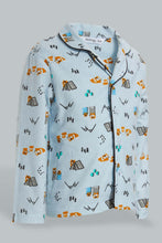 تنزيل الصورة على معرض الصور، Redtag-Blue-Aop-Animal-Print-Flannel-2-Pack-Pj-Set-Pyjama-Sets-Infant-Boys-3 to 24 Months