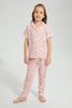 Redtag-Pink-Cat-Print-Woven-Nightsuit-Colour:Pink,-Filter:Girls-(2-to-8-Yrs),-Girls-Pyjama-Sets,-New-In,-New-In-GIR,-Non-Sale,-S22B,-Section:Kidswear-Girls-2 to 8 Years