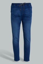 Load image into Gallery viewer, Redtag-Mid-Wash-Knit-Denim-Jogger-Colour:Indigo,-Filter:Men's-Clothing,-Men-Jeans,-New-In,-New-In-Men,-Non-Sale,-S22B,-Section:Men-Men's-