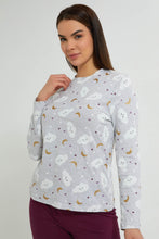 تنزيل الصورة على معرض الصور، Redtag-Grey-Melange-Printed-Pyjama-Set-Pyjama-Sets-Women's-