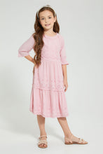 تنزيل الصورة على معرض الصور، Redtag-Pink-Shifli-Tiered-Dress-Dresses-Girls-2 to 8 Years