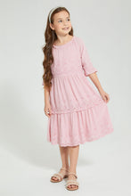 تنزيل الصورة على معرض الصور، Redtag-Pink-Shifli-Tiered-Dress-Dresses-Girls-2 to 8 Years