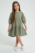 تنزيل الصورة على معرض الصور، Redtag-Olive-Tiered-Dress-Dresses-Girls-2 to 8 Years