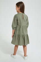 تنزيل الصورة على معرض الصور، Redtag-Olive-Tiered-Dress-Dresses-Girls-2 to 8 Years