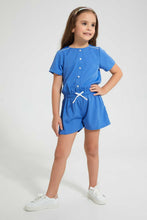 Load image into Gallery viewer, Redtag-Blue-Front-Placket-Playsuit-Jumpsuits-Girls-2 to 8 Years