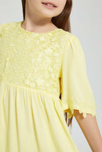 Load image into Gallery viewer, Redtag-Yellow-Lace-Yoke-Dress-Dresses-Girls-2 to 8 Years