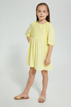 Load image into Gallery viewer, Redtag-Yellow-Lace-Yoke-Dress-Dresses-Girls-2 to 8 Years