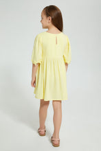 Load image into Gallery viewer, Redtag-Yellow-Lace-Yoke-Dress-Dresses-Girls-2 to 8 Years