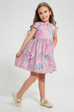 تنزيل الصورة على معرض الصور، Redtag-Pink-Aop-Front-Pleat-Dress-Dresses-Girls-2 to 8 Years