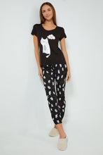 تنزيل الصورة على معرض الصور، Redtag-Black-Printed-Pyjama-Set-Pyjama-Sets-Women's-