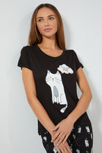 تنزيل الصورة على معرض الصور، Redtag-Black-Printed-Pyjama-Set-Pyjama-Sets-Women's-