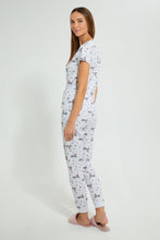 تنزيل الصورة على معرض الصور، Redtag-Grey-Melange-Allover-Printed-Pyjama-Set-Pyjama-Sets-Women's-
