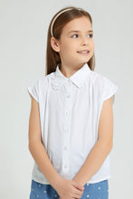 تنزيل الصورة على معرض الصور، Redtag-White-Embroideredellished-Collar-Blouse-Colour:White,-Filter:Girls-(2-to-8-Yrs),-Girls-Blouses,-New-In,-New-In-GIR,-Non-Sale,-S22B,-Section:Kidswear-Girls-2 to 8 Years