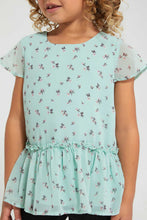 تنزيل الصورة على معرض الصور، Redtag-Mint-Aop--Peplum-Blouse-Blouses-Girls-2 to 8 Years