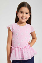 تنزيل الصورة على معرض الصور، Redtag-Pink-Aop--Peplum-Blouse-Blouses-Girls-2 to 8 Years