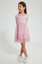 تنزيل الصورة على معرض الصور، Redtag-Pink-Mesh-Dress-Dresses-Girls-2 to 8 Years