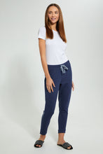 Load image into Gallery viewer, Redtag-Navy-Melange-Plain-Pyjama-Bottom-With-Side-Piping-Pyjama-Bottoms-Women's-