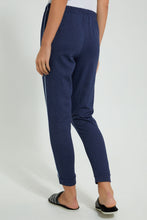 Load image into Gallery viewer, Redtag-Navy-Melange-Plain-Pyjama-Bottom-With-Side-Piping-Pyjama-Bottoms-Women's-