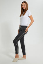 Load image into Gallery viewer, Redtag-Dark-Ash-Grey-Melange-Plain-Pyjama-Bottom-With-Side-Piping-Pyjama-Bottoms-Women's-