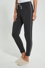 Load image into Gallery viewer, Redtag-Dark-Ash-Grey-Melange-Plain-Pyjama-Bottom-With-Side-Piping-Pyjama-Bottoms-Women's-