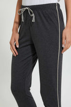Load image into Gallery viewer, Redtag-Dark-Ash-Grey-Melange-Plain-Pyjama-Bottom-With-Side-Piping-Pyjama-Bottoms-Women's-