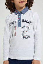 Load image into Gallery viewer, White Woven Collar Polo Shirt