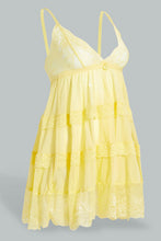 تنزيل الصورة على معرض الصور، Redtag-Yellow-Plain-Tiered-Babydoll-With-Thongs-Babydolls-Women's-