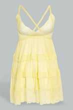 تنزيل الصورة على معرض الصور، Redtag-Yellow-Plain-Tiered-Babydoll-With-Thongs-Babydolls-Women's-