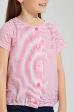 تنزيل الصورة على معرض الصور، Redtag-Pink-Striped-Button-Down-Blouse-Colour:Pink,-Filter:Girls-(2-to-8-Yrs),-Girls-Blouses,-New-In,-New-In-GIR,-Non-Sale,-S22B,-Section:Kidswear-Girls-2 to 8 Years