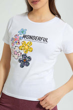 تنزيل الصورة على معرض الصور، Redtag-White-Photographic-Print-T-Shirt-Active-Tees-Women's-