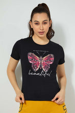 تنزيل الصورة على معرض الصور، Redtag-Black-Photographic-Print-T-Shirt-Active-Tees-Women's-