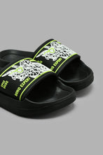 Load image into Gallery viewer, Redtag-Black-Triceratops-Print-Slide-Sliders-Boys-3 to 5 Years