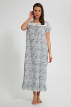 تنزيل الصورة على معرض الصور، Redtag-White-Floral-Printed-Nightgown-Nightgowns-Women's-