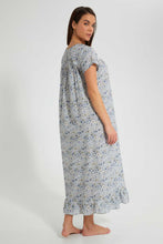 تنزيل الصورة على معرض الصور، Redtag-White-Floral-Printed-Nightgown-Nightgowns-Women's-